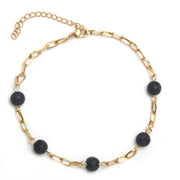 Pulsera acero baño oro bolas lava